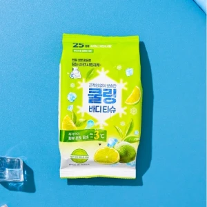 Mokre Chłodzące Chusteczki  #Limonka i Zielona Herbata 25 szt - Cooling Wet Wipes Body Tissue 25wipes #Lime Greentea 25 sheets